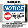 thumbnail image 3 of (2 Pack) Pool Closed No Lifeguard On Duty Sign With Symbol OSHA Notice Sign 18 Inch X 12 Inch Vinyl Label Decal Sticker Weather Resistant, UV Protected for Workplace, Business, and, 3 of 7