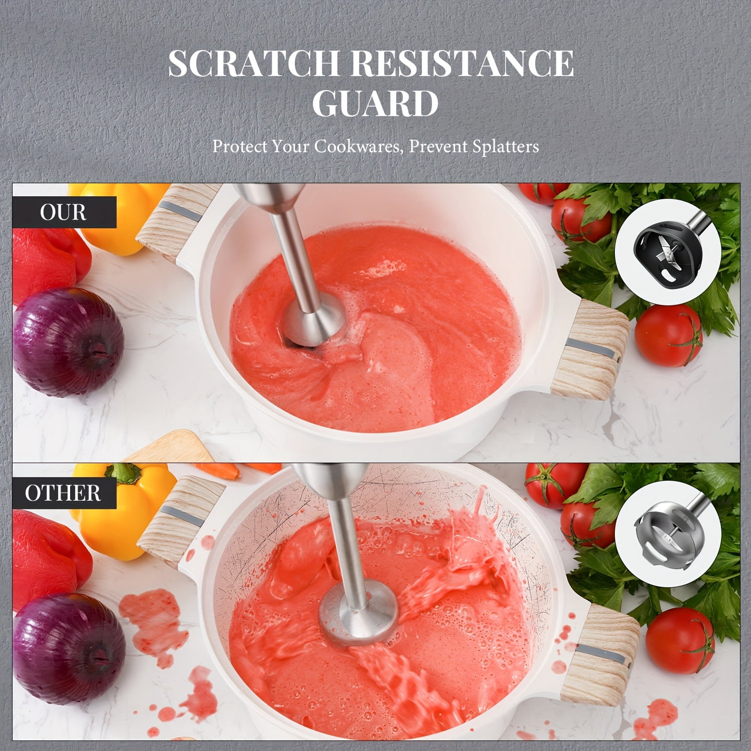 1000W 7-in-1 Immersion Blender Handheld - 20 Speed with Turbo Mode, Titanium Scratch-Resistant Blades, Includes Dough Hooks, Egg Beaters, Whisk, 800ml Beaker & 600ml Chopper, BPA-Free