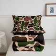 thumbnail image 5 of Manfei Vintage Rugby Print King Size Comforter Sets, Mid Century Camo Comforters King Size, Desert Tan, Black Reversible, 3 Pieces, 1 Comforter and 2 Pillowcases, 5 of 7