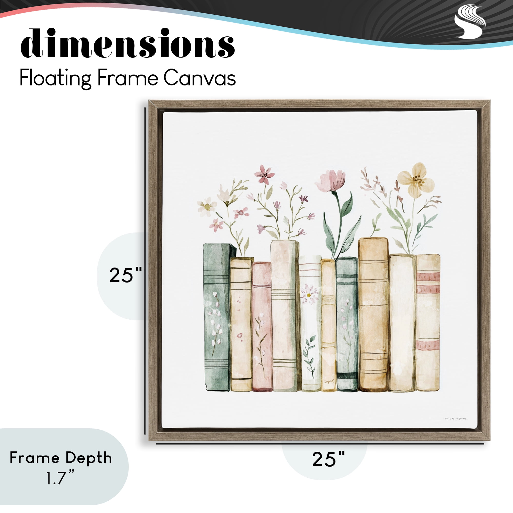 Stupell Industries Floral Stories Library Brown Framed Floater Canvas Wall Art, design by Svetlana Aleynikova