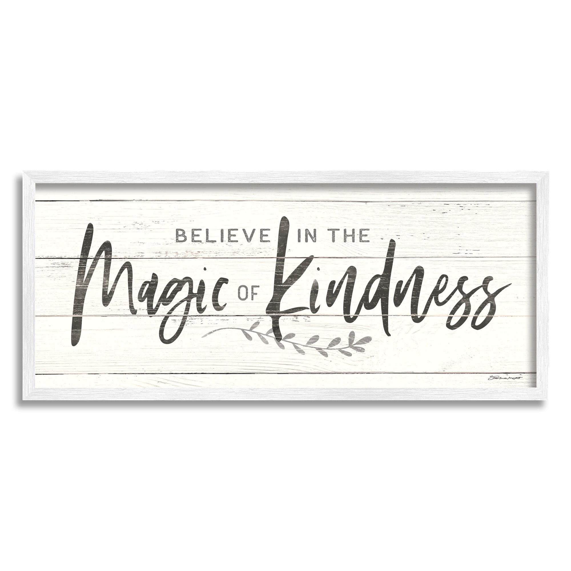 Stupell Industries Believe Magic of Kindness Phrase Country Planked Pattern, 30 x 13, Design by Stephanie Workman Marrott