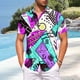 thumbnail image 1 of Blusa y camisa de manga corta con cuello vuelto para hombre, informal, a la moda, con estampado de bolsillo y botones, de poliéster., 1 of 6