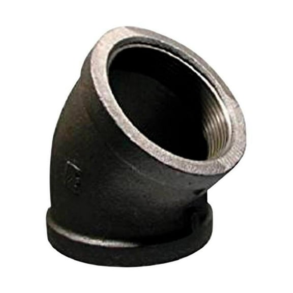 B & K 520-210BC Southland Malleable Iron Elbow, 45 Degree, Black, 3" Dia