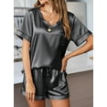 thumbnail image 3 of Avidlove Women's Satin Silk Pajama Set Short Sleeve Pj Tops with Short Sleepwear Two Piece Loungwear Soft Matching Lounge Sets S-XXL, 3 of 6