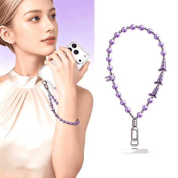 Phone Wrist Strap Beaded Phone Chain Wristlet Strap Detachable Phone Lanyard Wrist with Clip Phone Charm strap For Women girls Shopping Traveling Party Walking