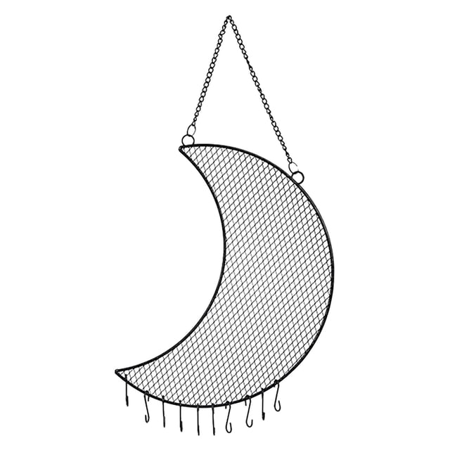 A Home Jewelry Storage Rack Earring Wall Holder Hanging Jewelry Storage Organizer Metal Grid Star and Moon Shape Jewelry Rack for Ladies And Girls