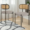 thumbnail image 7 of MAYEERTY 4-Pack Light Gray Modern Upholstered Dining Chairs, Rattan Back, Metal Legs, Kitchen Accent, 7 of 7