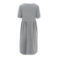 thumbnail image 5 of B91xZ Robes Moulantes pour Femmes Col Rond Manches Courtes Robes d'Été Couleur Unie Décontractées Midi Amples, Gris TTTG, 5 of 5