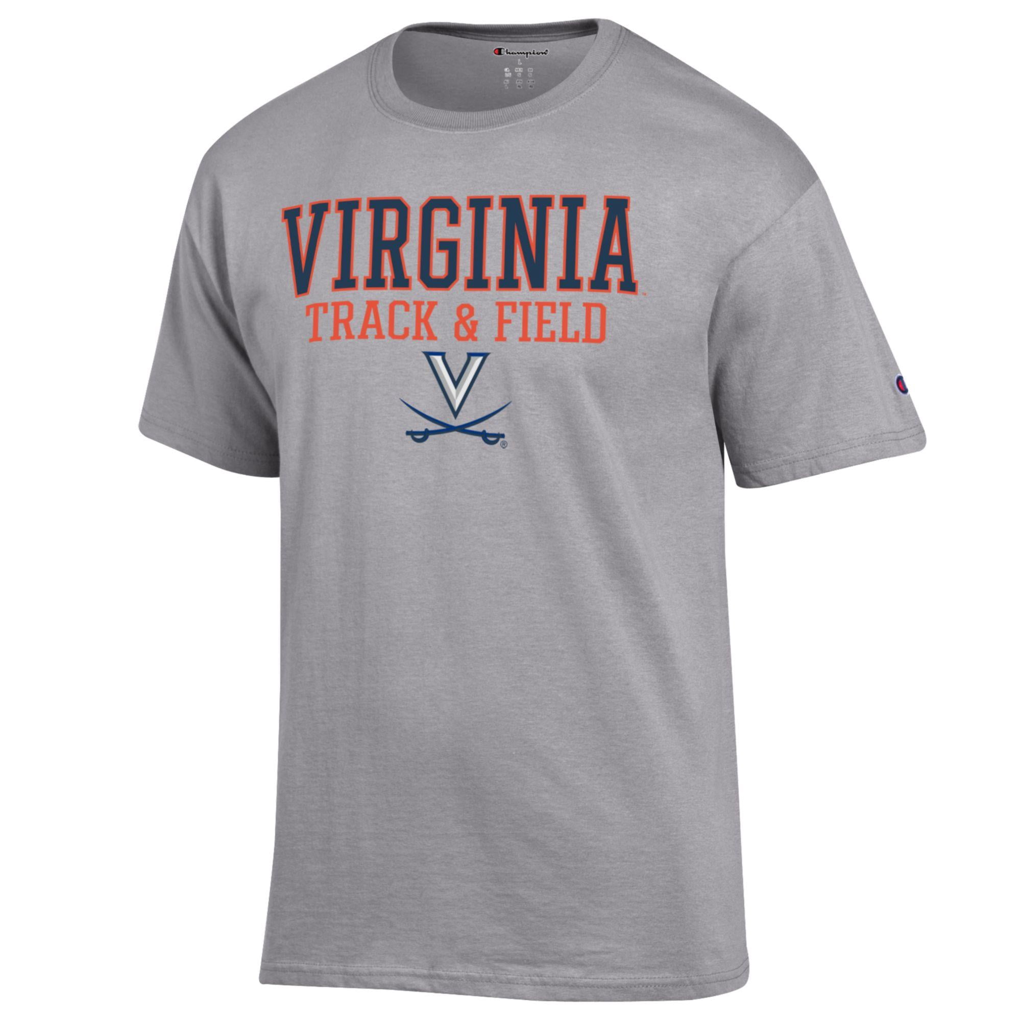 Men's Champion  Gray Virginia Cavaliers Track & Field Stack T-Shirt