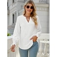 thumbnail image 3 of SIEANE Ruffle Long Sleeve Blouse for Women V Neck Hollow Out Shirt Casual Tops, 3 of 6