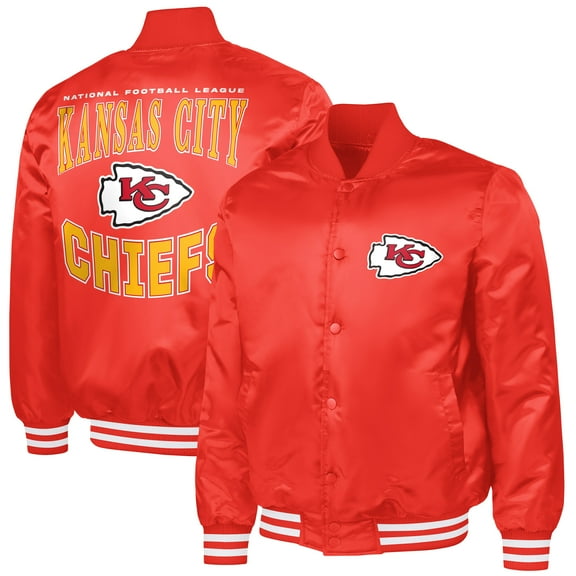 Men's G-III Sports by Carl Banks Red Kansas City Chiefs Adaptive Team Graphic Satin Full-Snap Varsity Jacket