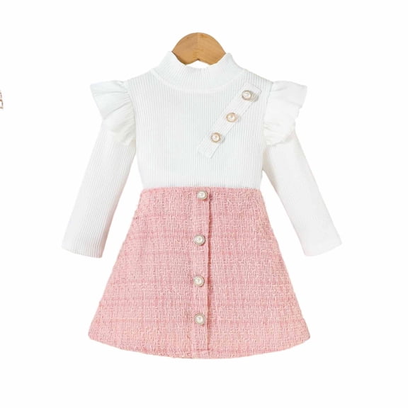 REDARER Girls High Neck Sleeveless Top & Skirt Set, Elegant Two-Piece Outfit for Kids Fashion Wear,3-4 Years