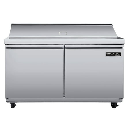 Maxx Cold V-Series 2 Door Refrigerated Mega Top Prep Table, 48"W, 12.8 cu ft, in Stainless Steel (MVR48MHC)