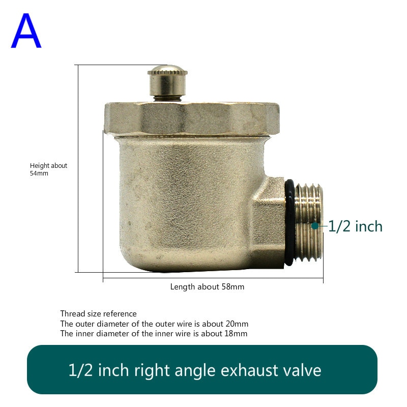 1/2 Automatic Air Vent Valve Radiator Right Angle Exhaust Valve Copper