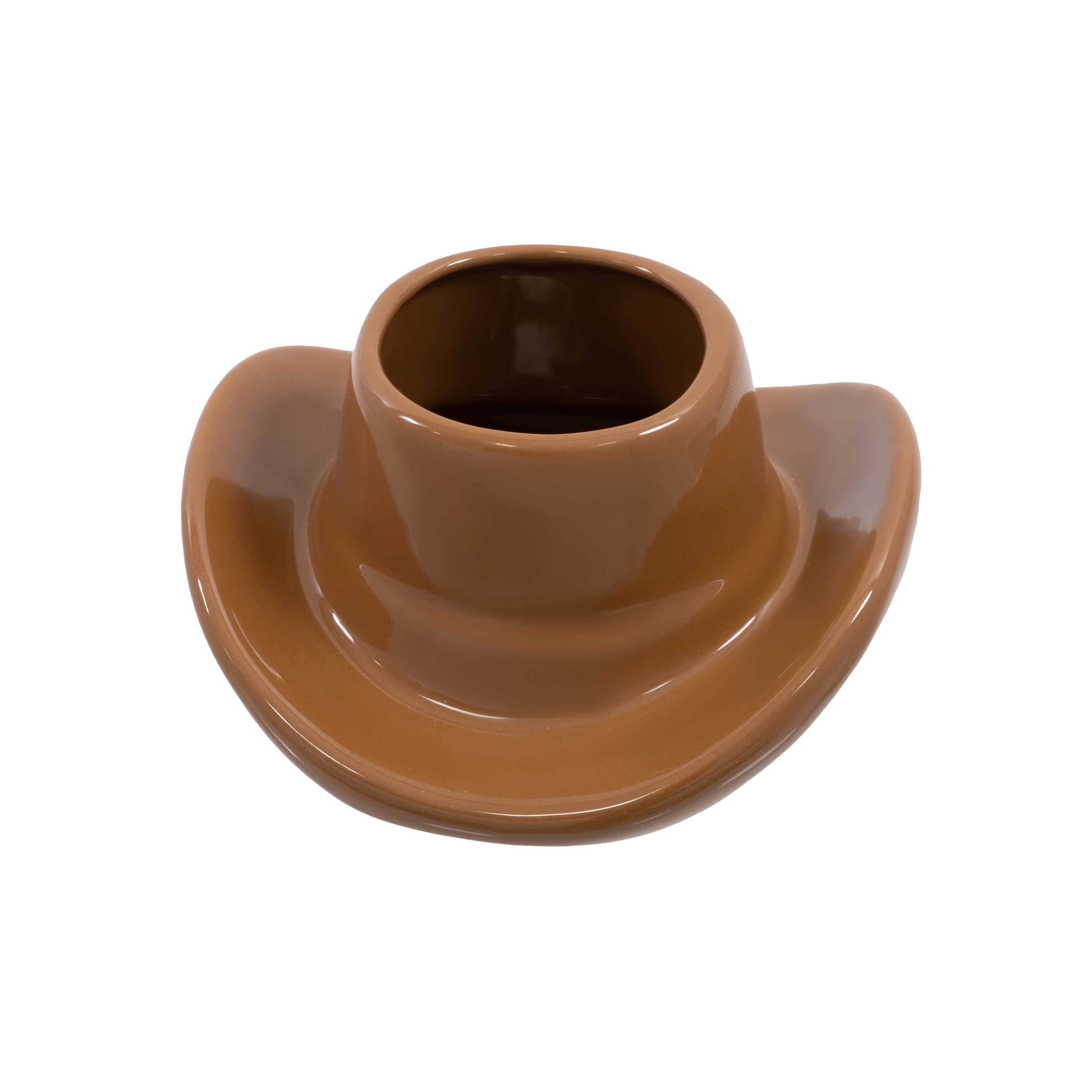 Mainstays Brown Ceramic Cowboy Hat Planter, 6.8 in x 7.1 in x 3.2 in