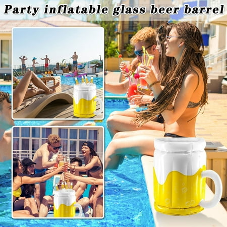 

Alueeu Inflatable Cooler Bucket Pool Ice Beach Inflatable Beer Inflatable Summer Beer Mug Party Bucket Swimming Summer PVC Inflatable Beer Glass Wine Barrel