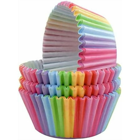 100 Pack Rainbow Cupcake Liners - Standard Size, Greaseproof Paper Muffin Liners for Birthday Party, Wedding Cake, Colorful Cupcake Wrappers$$Home Decor, Kitchen, & Other
