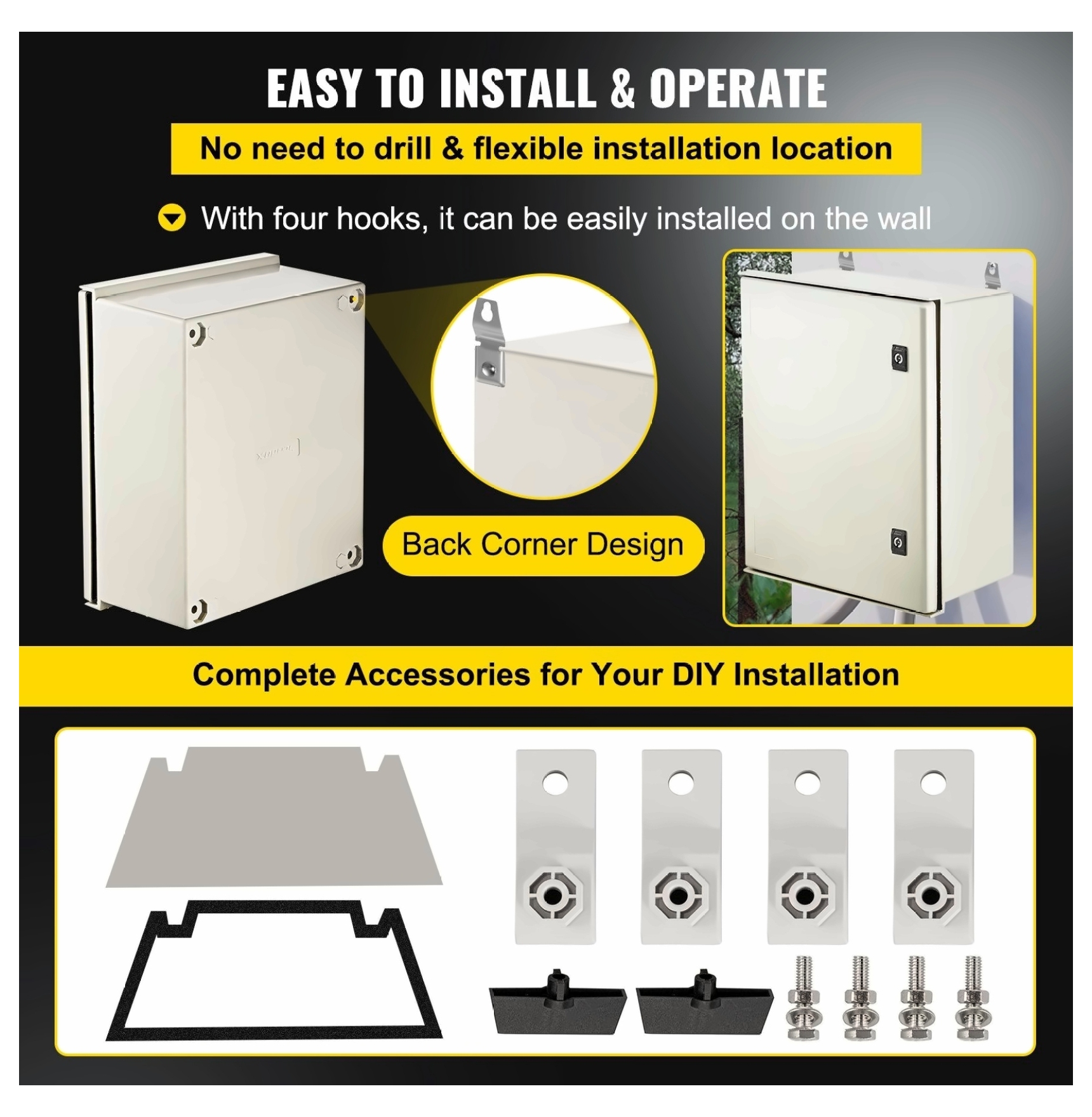 NEMA 4X Enclosure 20x16x8 inch, Fiberglass Electrical Box, IP66 Waterproof Outdoor Junction Box with Mounting Plate for Electrical Projects