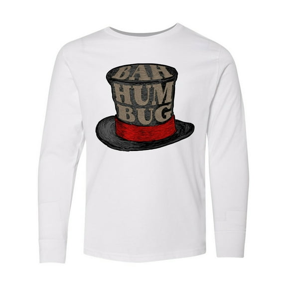 Inktastic Scrooge's Top Hat Bah Humbug Long Sleeve Youth T-Shirt