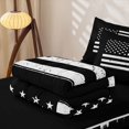 thumbnail image 6 of Manfei Retro Usa Flag Zipper Full Size Comforter Sets with Fitted Sheet and 2 Pillowcases,Classic Patriotic Theme Zipper Bedding Set,Black White,Black Reversible,4pcs, 6 of 8