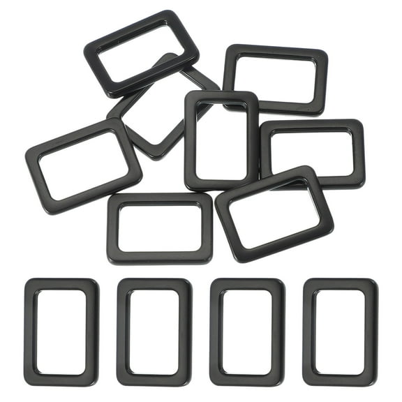8pcs Metal Flat Rectangle Ring, 19mm(3/4inch) Metal Rectangular Buckle Rings Square Strap Webbing Loop for Bag Belt Purse DIY Craft, Matte Black