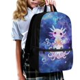 thumbnail image 3 of Uourmeti Durable 17 Inch School Backpack, Durable Fabric Adjustable Comfort Shoulder Adjustable Comfort Straps Student Bookbag, Axolotl Galaxy Pattern, 3 of 6