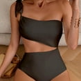 thumbnail image 5 of Frostluinai Womens Higt Waist Bikini Sets One Shoulder Full Coverage Swimsuits Two Piece High Wasit Solid Color Bathing Suits Swimwear, 5 of 5