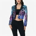thumbnail image 2 of Women's Sequin Cropped Blazer Long Sleeve Sparkly Open Front Jacket - X Large, Midnight, 2 of 7