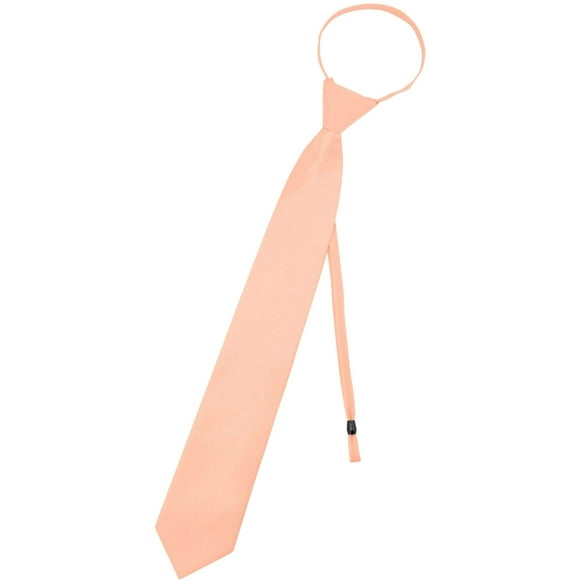 Vesuvio Napoli Pretied Men'S Necktie Solid Peach Color Mens Zipper Neck Tie