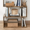 thumbnail image 3 of IULULU 62" Geometric Bookcase, 5-Tier S-Shaped Modern Bookshelf, Tall Room Divider Shelf for Living Room, Bedroom, Home Office, Hallway, Rust Brown, 3 of 6