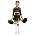 thumbnail image 1 of JanJean Costume de Cheerleader Halloween pour Filles Manches Longues Uniforme de Cheerleading Robe de Danse et Pompons Ensemble de Couvre-Chef Or&Blanc 8, 1 of 7