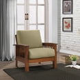 thumbnail image 2 of Carson Carrington  Mission-style Cushioned Solid Wood Arm Chair Tan, 2 of 5