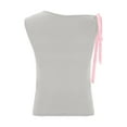 thumbnail image 5 of Wyobmus Womens Sleeveless Tank Top Crew Neck Bow Tie Shoulder Strap Tanks Cute Slim Fit Going Out Tops Casual Camisoles Gray, 5 of 7