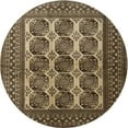 thumbnail image 1 of Ahgly Company Machine Washable Indoor Round Traditional Bakers Brown Area Rugs, 3' Round, 1 of 7