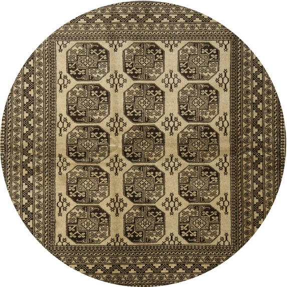 Ahgly Company Machine Washable Indoor Round Traditional Bakers Brown Area Rugs, 3' Round