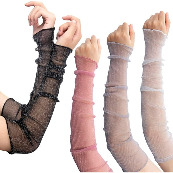 Lace Arm Sleeves for Women, Cooling Ultra-thin Mesh Golves, Fingerless Tulle Sleeves to Cover Arms