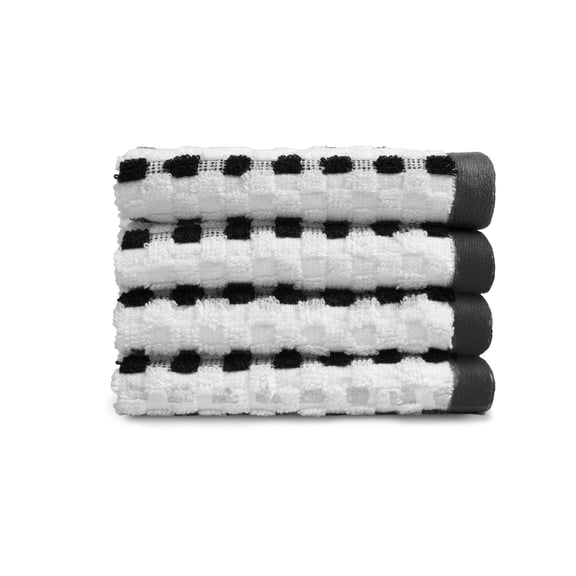 Mainstays Performance 4-Pack Washcloth Set, Grey Dot