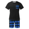 thumbnail image 5 of ZhiZhuang Mens Big & Tall Pajamas Sets Plus Size,Men Modal Plaid Pajamas Set Comfy Sleepwear Short Sleeve Pjs Set Soft 2 Piece Lounge Set Cozy Nightwear, 5 of 6