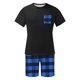 thumbnail image 4 of Mangas de Mano para Hombres Plaid Casual Home Sleepwear Manga Corta Cuello Redondo Top Y Pantalones Cortos Set, Algodón Poliéster Sala de Desgaste, 4 of 6