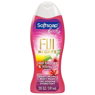 Softsoap Fiji Nights Body Wash for Dry Skin, Red Berries and Hibiscus, 20 fl oz Bottle