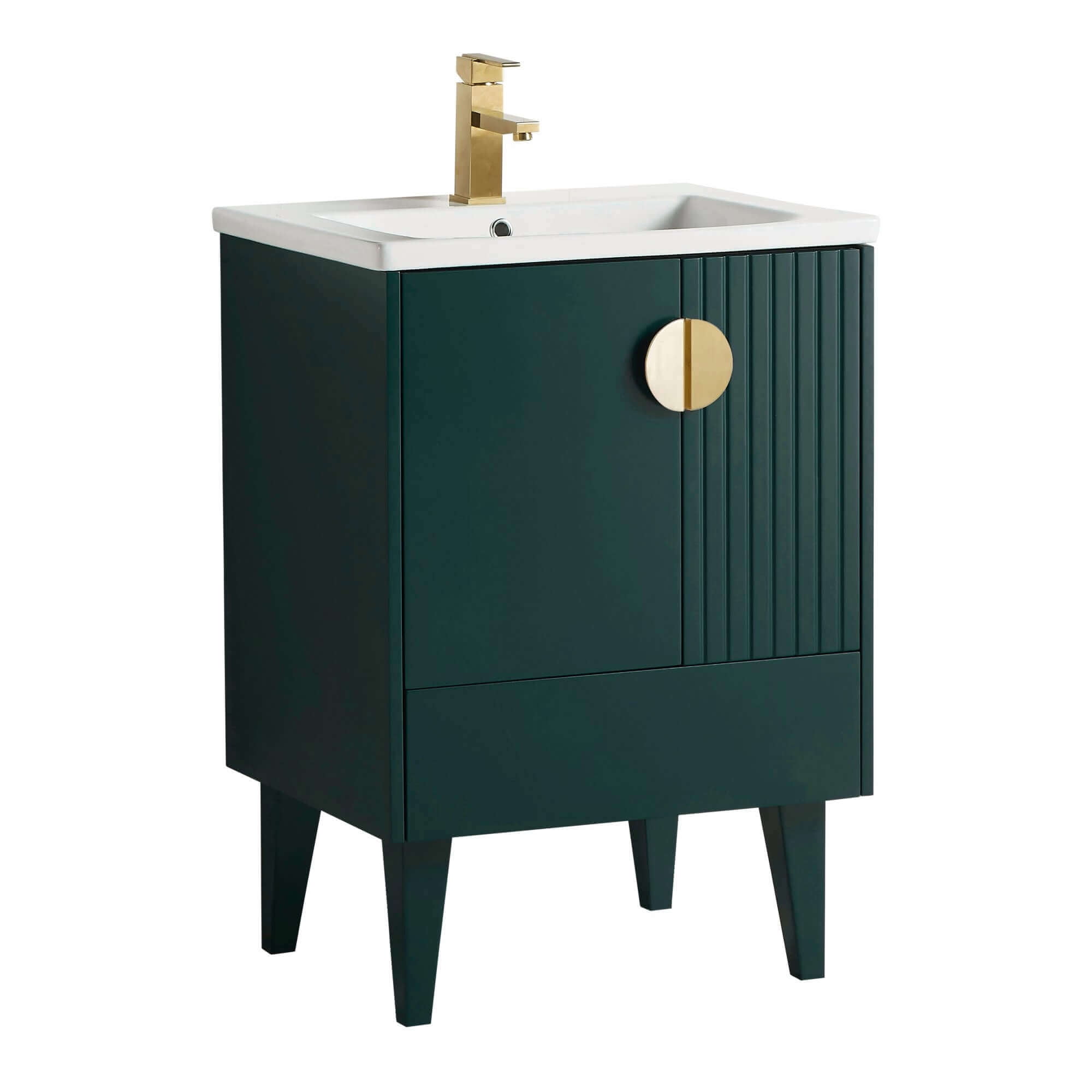 Venezian Collection 24" Single Green Bathroom Vanity, Brass Handles