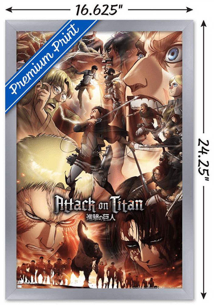 Attack on Titan: Season 3 - Key Art Wall Poster, 14.725" x 22.375", Framed