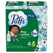 Puffs Facial Tissue Plus Lotion, 4 Mega Cube Boxes, 72 Tissues Per Box