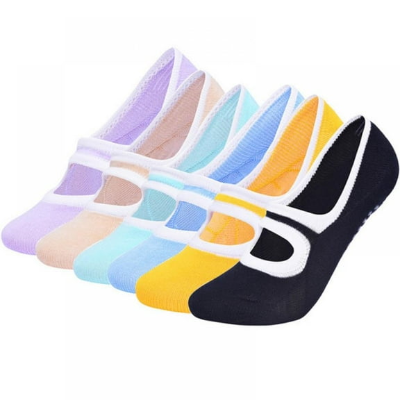 6 Pairs Yoga Socks Non Slip Skid Socks with Grips Pilates Ballet Barre Socks for Women