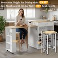 thumbnail image 4 of U_Style-CA 73" Bar Cabinet & Bar Table with Extendable Countertop on Wheels, Wine Rack & Glass Holder, 1 Door, 5 Drawers & Side Storage, for Home Bar & Dining Room (Chairs Not Included), 4 of 18