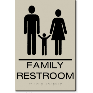 

California FAMILY RESTROOM Wall Sign-Taupe / Black (1 Unit)