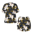 thumbnail image 5 of Qekee Lilies Flowers Women's Pajama Set Short Sleeve Sleepwear Summer Home Wear with Pockets Soft Short Sleeve Shirt - Lilies Flowers, 5 of 9