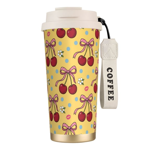 Bow Coffee Mug, 18oz Leak-proof Polka Dot and Bowknot Tumbler, Leak-Proof Lid and Straw, Practical Travel Mug for Birthday Party Favors