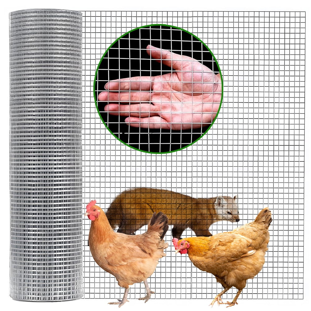 Shopmall 24 in x 10 ft Hardware Cloth Galvanized Welded Metal Wire Fencing Roll Garden Plant & Animal Cage Protection for Chicken Rabbit Small Poultry