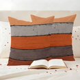 thumbnail image 3 of Orange Wooden Outdoor Waterproof Pillow Covers, Grey Stripe Gradient Country Rustic Grain Decorative Square Throw Pillowcase Sofa Cushion Sham for Patio/Couch/Chair, 18"x18" 2 Pack, 3 of 8